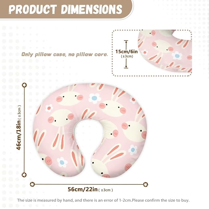 Cartoon Cute Rabbits Pattern Baby Nursing Pillow Cover Ultra Soft Comfortable Newborn Nursing Pillow Case Baby Essentials Christmas Decor