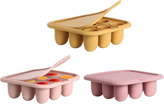 Baby Food Freezer Tray Silicone Nibble Freezer Tray,Baby Fruit Food Feeder Teether,Breastmilk Popsicle Mold,Babies Breast Milk Teether Pop Maker Maker for Homemade Infant Meals-Pink