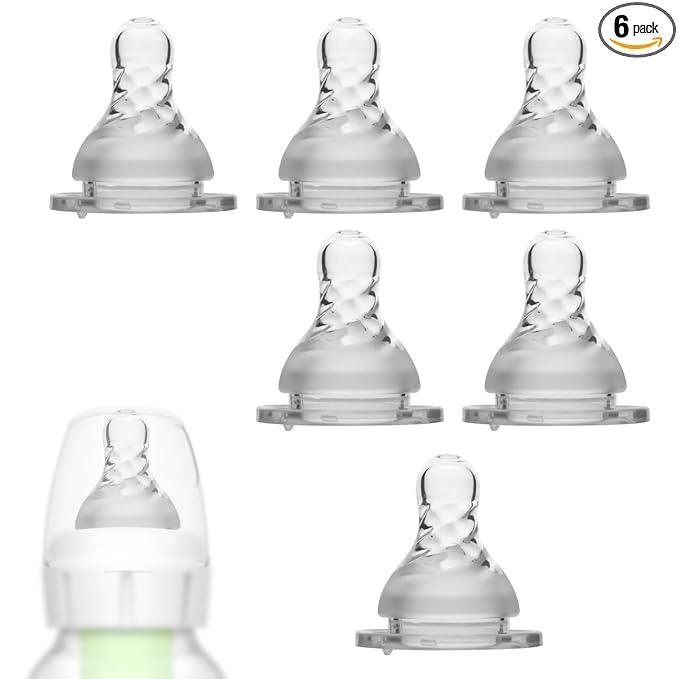 6pcs Silicone Level 1 Nipple for Dr. Brown’s Bottles, 1.5 Inch Preemie Slow Flow Narrow Transitional Size 1 Nipple Sippy Straw Spout Replacement Accessories Compatible with Dr. Brown’s Bottle