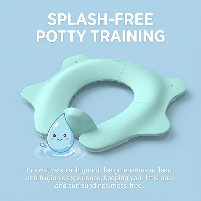 Foldable Travel Potty Seat for Toddler, Portable Toilet Training Seat for Kids on The Go, Fits Round & Oval Toilets with Non-Slip Base & Travel Bag for Car Airplane Essentials, Blue