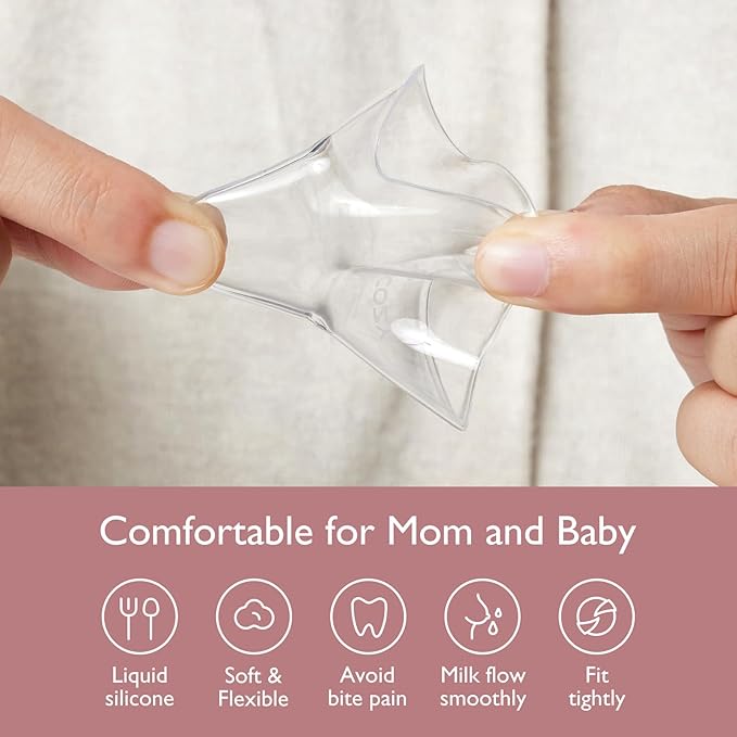 Momcozy Ultra-Thin Nipple Shields, 100% Food-Grade Silicone for Breastfeeding Moms, BPA/BPS-Free, Super-Soft & Portable Carry Case Included, 24mm