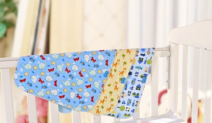 Monvecle Baby Infant Waterproof Cotton Changing Pads Washable Resuable Diapers Liners Mats Multi Pieces Pack (Blue-2pcs Medium 28" x 20")