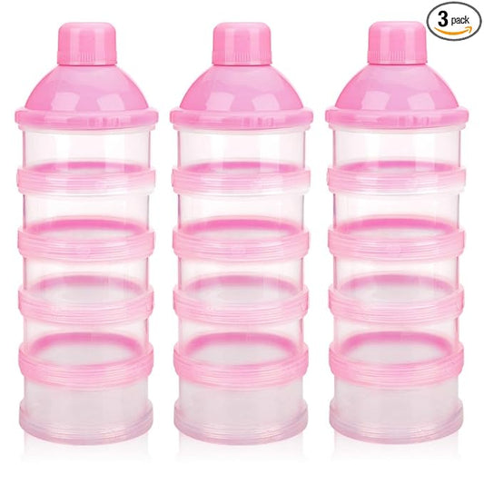 Accmor Formula Dispenser On The Go, 5 Compartments Stackable Formula Container for Travel, Baby Milk Powder Kids Snack Container, BPA Free