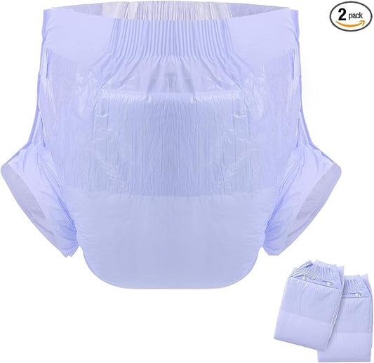 CutiePlusU Adult Diapers Heavy Absorption Dry Surface Disposable All Night-Purple 2 Pieces (Large 37"-47")