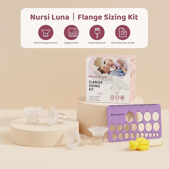 Flange Sizing Kit 3-in-1 with 13/15/17/19/21mm for 24mm Electric Breast Pump Flanges/Shields, 10PCS Soft Silicone Flange Inserts for More Comfortable Pumping, BPA-Free, Essential for Moms