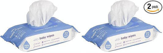 Ubbi Fragrance-Free Baby Wipes, 99% Water Based, Plant Based Wipes, Hypoallergenic for Sensitive Skin with Chamomile, Vitamin E & Aloe, EWG Verified, 2 Pack (72 Wipes Total)