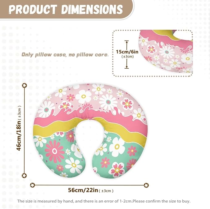 Floral Patchwork Color Nursing Pillow Cover Nursing Pillow Case for U-Shaped Feeding Pillow Soft Breastfeeding Pillow Slipcover Hidden Zipper Design Skin-Friendly