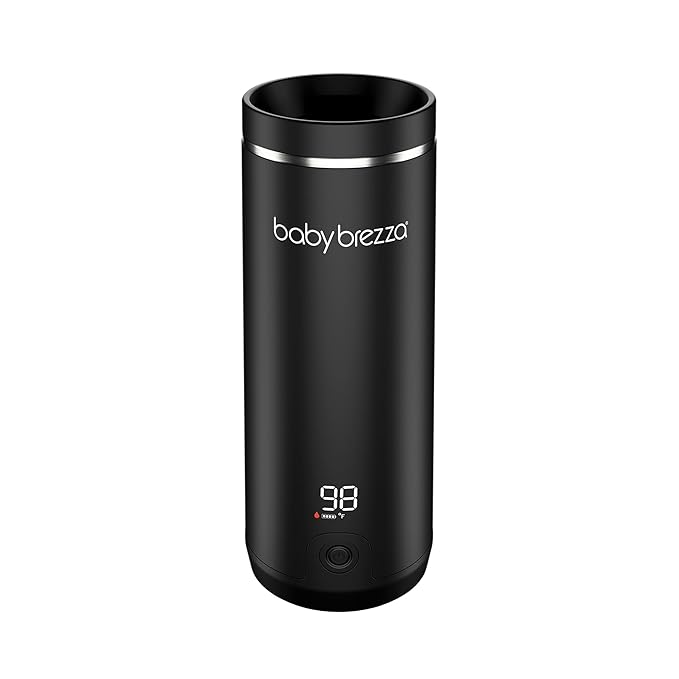 Baby Brezza Portable Warmer – 3X Faster Baby Bottle Warming - Travel Breastmilk and Formula Warmer - Safe, Even Heating - Up to 9oz - No Adapters, Black