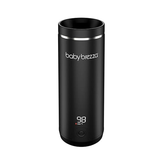 Baby Brezza Portable Warmer – 3X Faster Baby Bottle Warming - Travel Breastmilk and Formula Warmer - Safe, Even Heating - Up to 9oz - No Adapters, Black