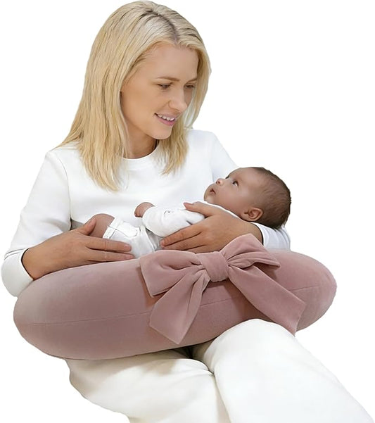 Nursing Pillow, U-Shaped Breastfeeding Support Cushion for Bottle & Breast Feeding (Pink)
