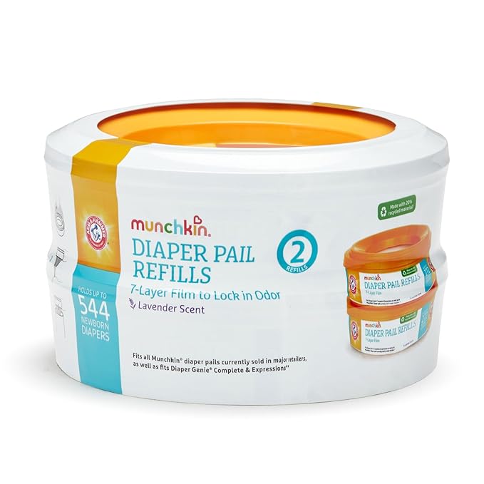 Munchkin® Refill Set for Step™ and Pail™ Diaper Pails - Includes 2 Refill Rings and 1 Puck™ Baking Soda Cartridge