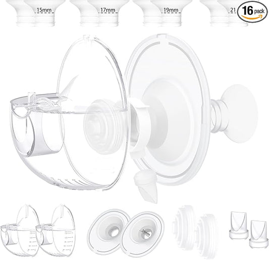 Two Complete Sets Compatible with Momcozy M5 Breast Pump Replacement Parts, 24mm Collection Cup and 15/17/19/21mm 8pcs Flange Size Kit for M5 only, not Other Models