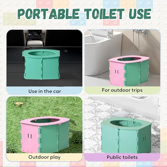 Travel Potty for Kids, 2025 New Reusable Portable Folding Potty for Toddler, Foldable Toilet for Outdoor Camping, Toddler Potty Seat (Green)