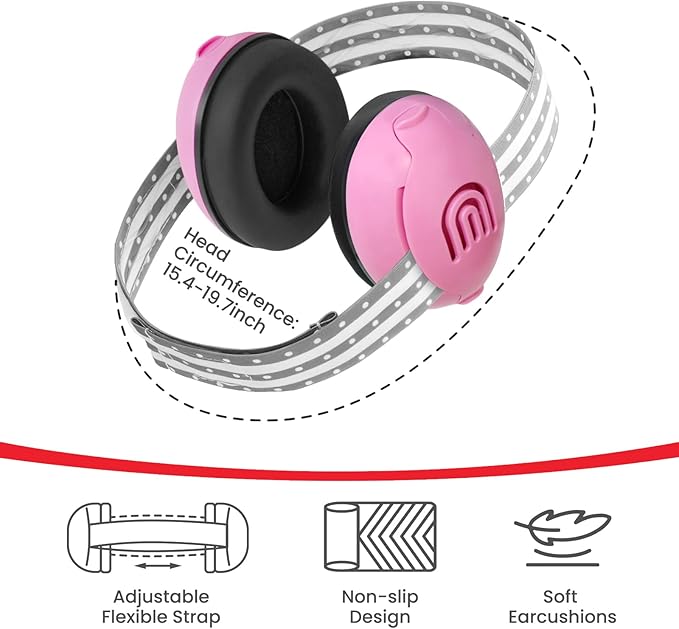 Adjustable Baby & Toddler Noise Cancelling Headphones - Ear Muffs for Kids 1-3 for Airplane Travel