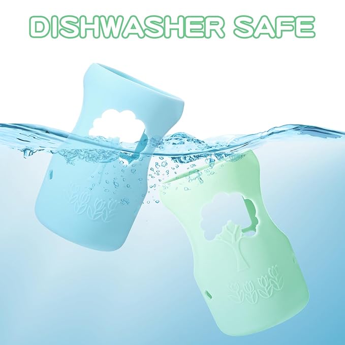 3 Pcs Colorful Silicone Sleeve for Dr.Brown Bottles, Silicone Bottles Sleeve Compatible with Dr.Brown Wide Neck Bottle, Dishwasher-Safe BPA Free, for 9 Oz (White Green Blue)