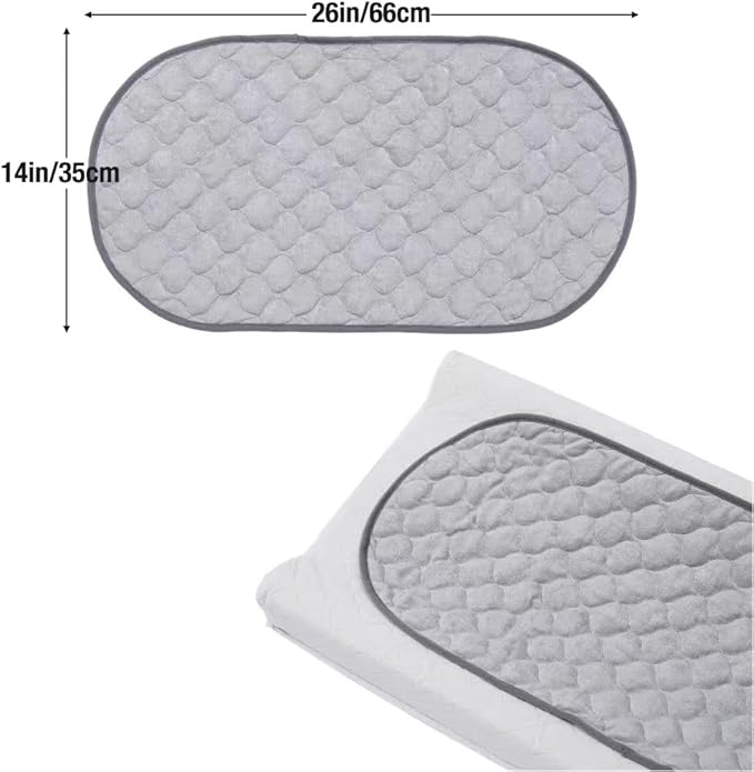 PandaEar 3 Pack Waterproof Changing Pad Liners, Quilted Absorbent Bassinet Liners, Ultra Soft Reusable Portable Changing Table Pad Protection, Machine Washable (Grey 14” x 26”)