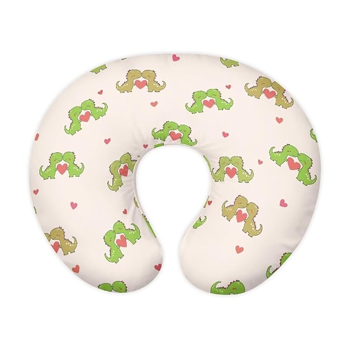 Love Heart Dinosaur Nursing Pillowcase Stretchy Removable Nursing Covers for Breastfeeding Pillows Ultra Soft Newborn Feeding Pillow Cover Stain Resistant and Easy to Clean