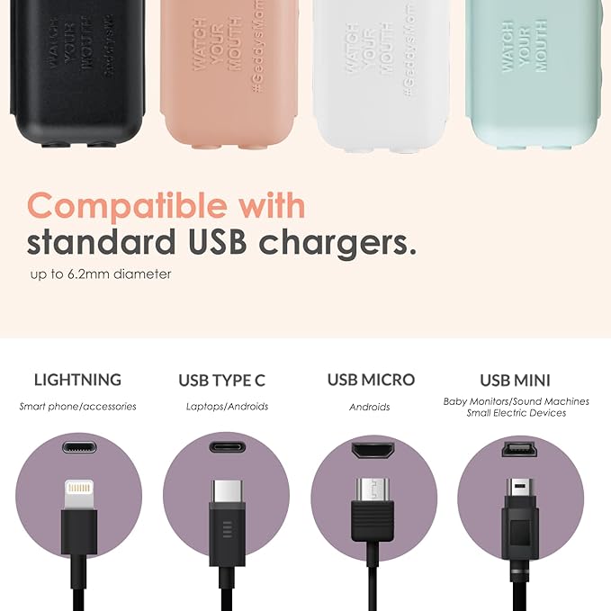 Baby Proof USB Charger Cover – Child-Resistant Cord Tip Enclosure for Standard USB Charging Cables – (3 Pack, Dusty Aqua)