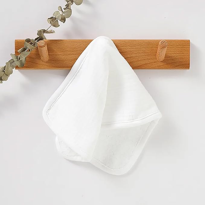 Aiden's Corner 100% Organic Muslin Cotton | Mix Use Baby Super Absorbent Infant Burp Cloth | Terry Cotton Towel | Washcloth for Newborns (Single White)