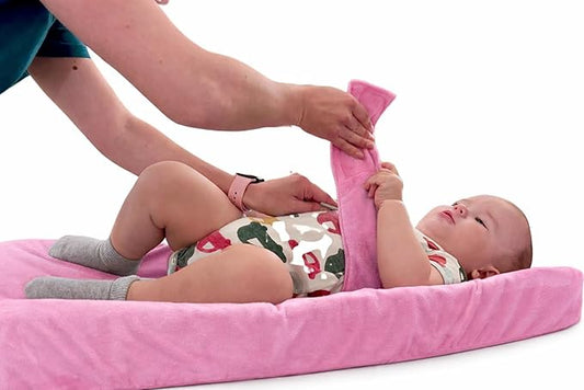 Anti Roll Changing Pad Cover, Ultra Soft Unisex Changing Table Covers, Patented Secure Strap, Mom's Choice Award Winner (Pink)