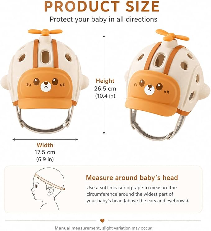Baby Head Protection Helmet - Ultra-Light, Soft, Adjustable, Suitable for Babies 6-24 Months with Knee Pads & Non-Slip Socks Set