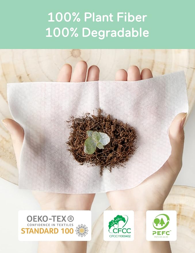 Baby Wipes, Cleansing & Moisturizing 2-in-1 Babycozy Sensitive, 100% Plant Fiber & Biodegradable, Hypoallergenic Baby Coconut Wipes Moisturize Every Cleanse, 240 count (6 pack)