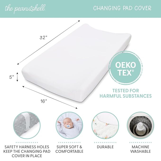 The Peanutshell Baby Changing Pad Covers Girl, Minky Changing Table Sheets for Girls, Pink Floral Nursery Decor, Boho Sunflower Daisy