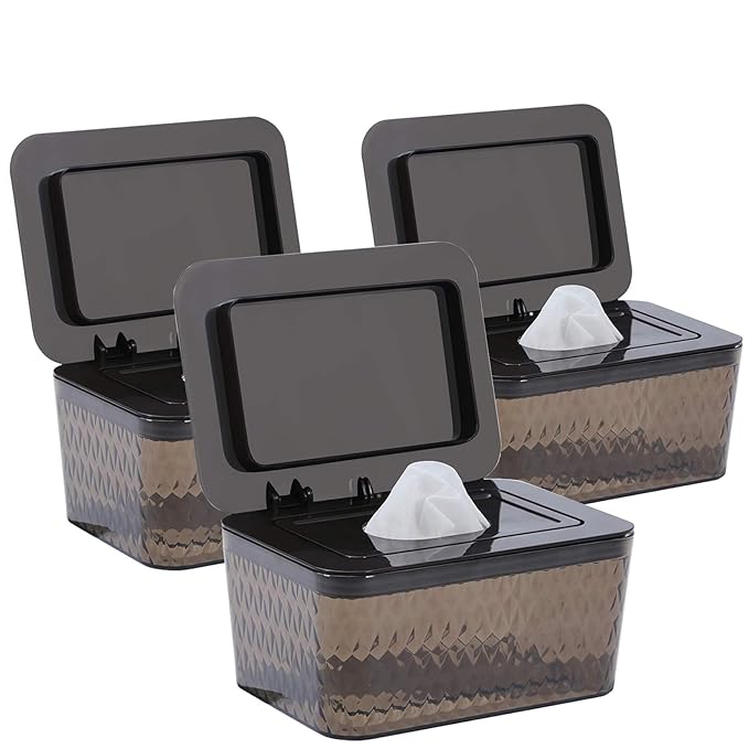 3 Pack Wipes Dispenser Seal-Designed Wipe Dispenser Holder Wipes Case Box for Bathroom Keep Wipes Fresh, Dust-Proof & Non-Slip