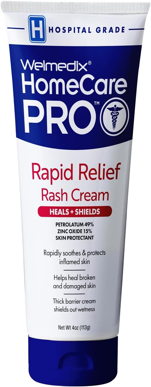 Welmedix HomeCare PRO Rapid Relief Adult Diaper Rash Cream, Fragile Skin Protective Ointment Hospital Grade Healing Ointment