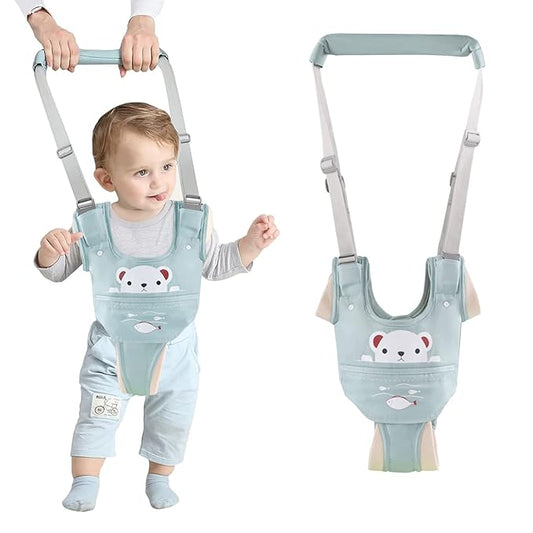 Baby Walking Harness Handheld Baby Walker Assistant Belt Adjustable Toddler Infant Walker Harnesses Standing and Walking Learning Helper with Detachable Crotch for 9-24 Month (Green)
