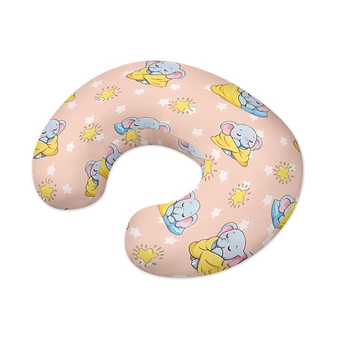 Jeiento Cartoon Elephant Nursing Pillow Covers Cute Stars Pattern Nursing Pillowcase Slipcovers Elastic Soft Breastfeeding Pillow Slipcovers,for Newborn,Baby Boys Girls,Mom