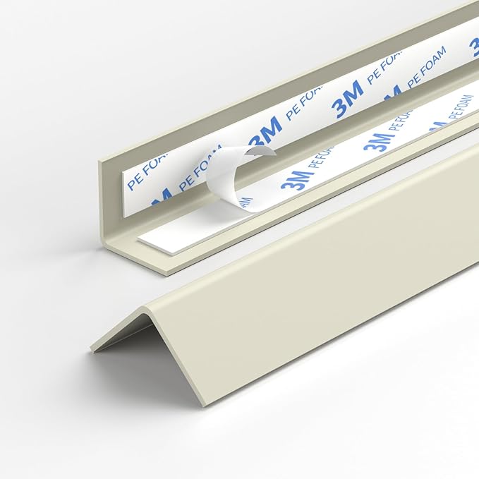 2 Pack Baby Corner Guards, Off-White Self-Adhesive Edge Protectors 0.98"x39.4" for Furniture, Tables & Walls, Child Safety Bumpers for Baby Proofing
