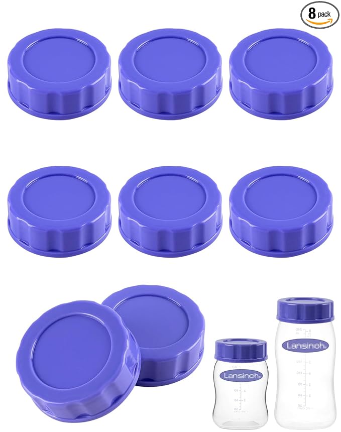 Baby Bottle Caps Compatible with Lansinoh Bottles, Travel and Storage Bottle Lids Replacement, 8 Count, Purple