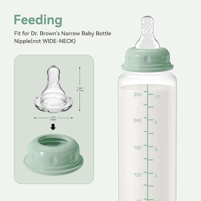 11oz Breastmilk Storage Bottles, Compatible with Momcozy Milk Cooler 12oz, Narrow Neck Baby Bottles, BPA-Free & Leakproof, Must-Have Breastfeeding Essentials, 2PCS