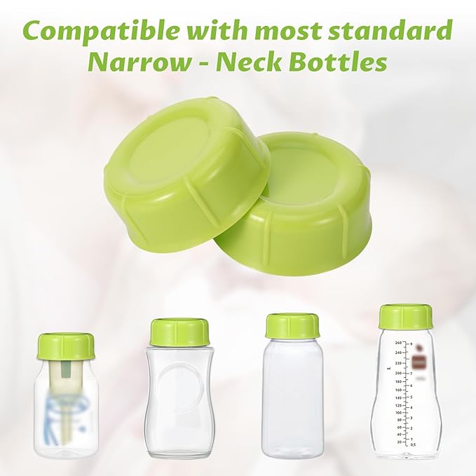 10Pcs Narrow Bottle Caps Compatible with Dr Brown's, for Medela, for Ameda, Storage Travel Caps Replacement for Dr Brown, Leak Proof Lids with Sealing Gasket, Fits Narrow Neck Bottles(Green)