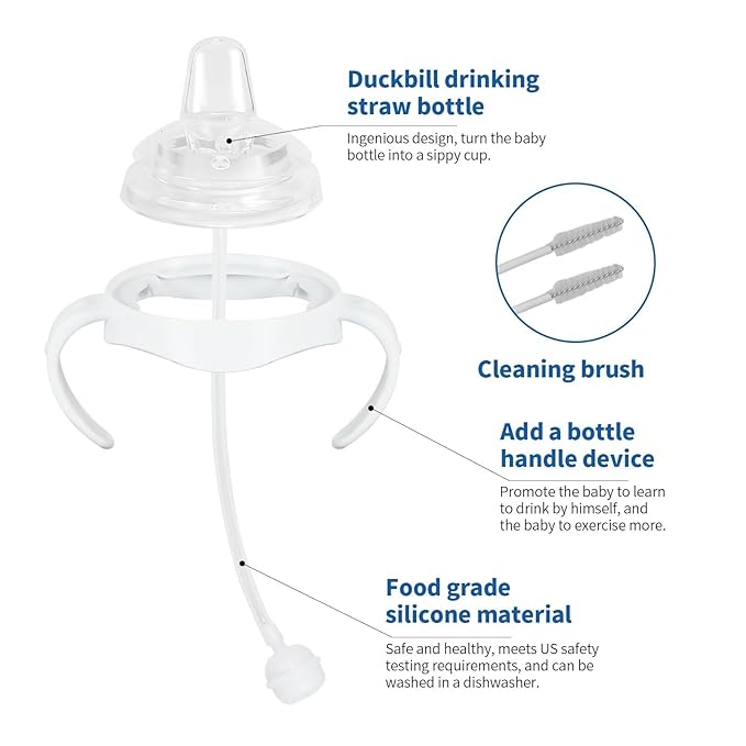 Sippy Cup Soft Spout Conversion Kit for Philips Avent Natural Baby Bottle, Bottle Handles and Weighted Straw （2 Pack）
