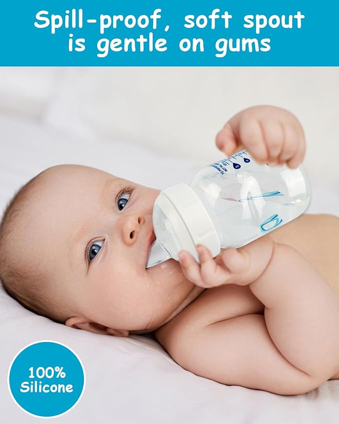 Sippy Nipple for Dr. Brown's Wide-Neck Baby Bottles & Sippy Spout Bottles, Soft 100% Silicone Baby Bottle Sippy Straw Nipple, 6m+,Variable Flow, 4 Count