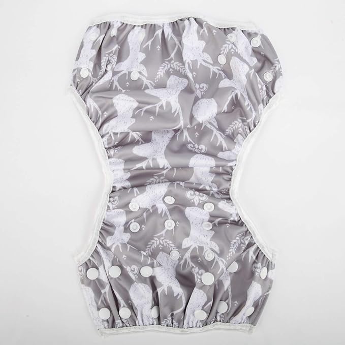 Baby Swim Diaper Nappy Pants Reusable Adjustable 0-2 Years Old Toddler Small (Small, Grey Deer)
