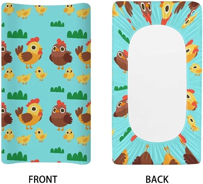 Cute Rooster Changing Pad Cover Waterproof Breathable Cradle Sheets Stretchy Universal Tray Table Mat Stain Resistant Sheet Crib Mat Fit 32"x16" Contoured Pad