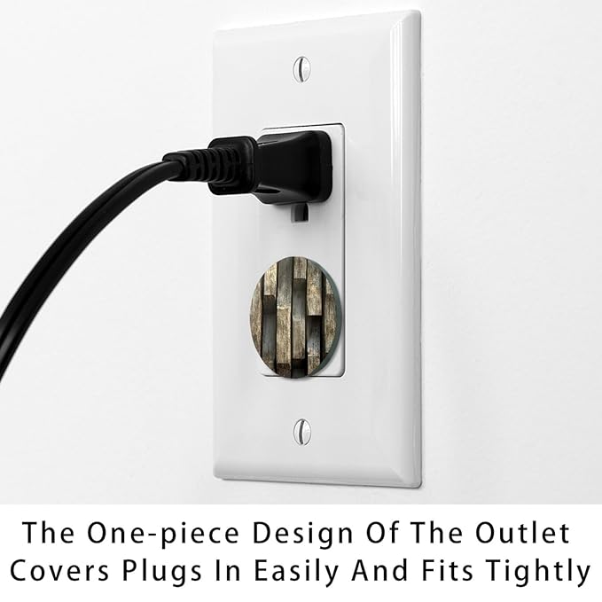 Old Wooden (4) Outlet Covers Baby Proofing Safe & Secure Electric Plug Protectors | Socket Covers for Home & Office