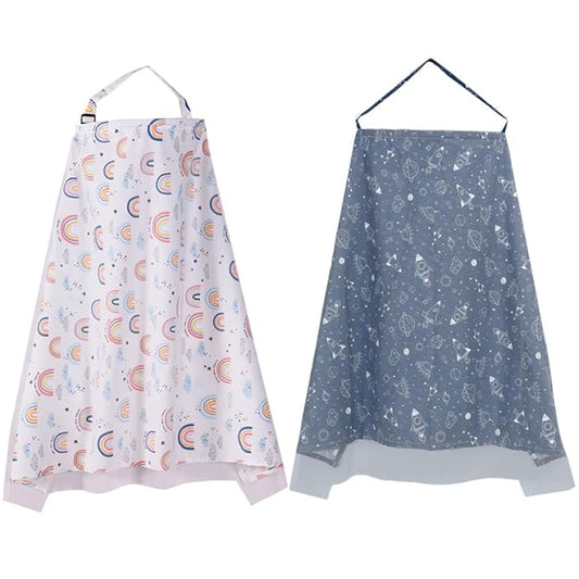 2 Pack Baby Nursing Cover with Wire Hoop Full Privacy Breastfeeding Cover Breathable Light Weight Breastfeeding Apron Cover Car Seat Canopy Summer Cotton Nursing Scarf with Adjustable Buckle
