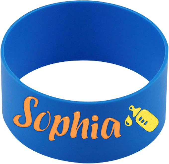 Personalized Silicone Water Bottle Labels, Customizable Sippy Cup Straps, Daycare Essentials, 1 Count, Round, 2.2 inches (diameter), 1 Label