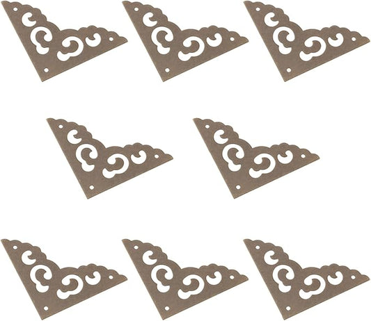8PCS Openwork Decorative Corner Protector Side Length 5cm Bronze Jewellery Box Chinese Medicine Cabinet Corner Protector for Gift Boxes Books Table Frame Flat Corner Bracket