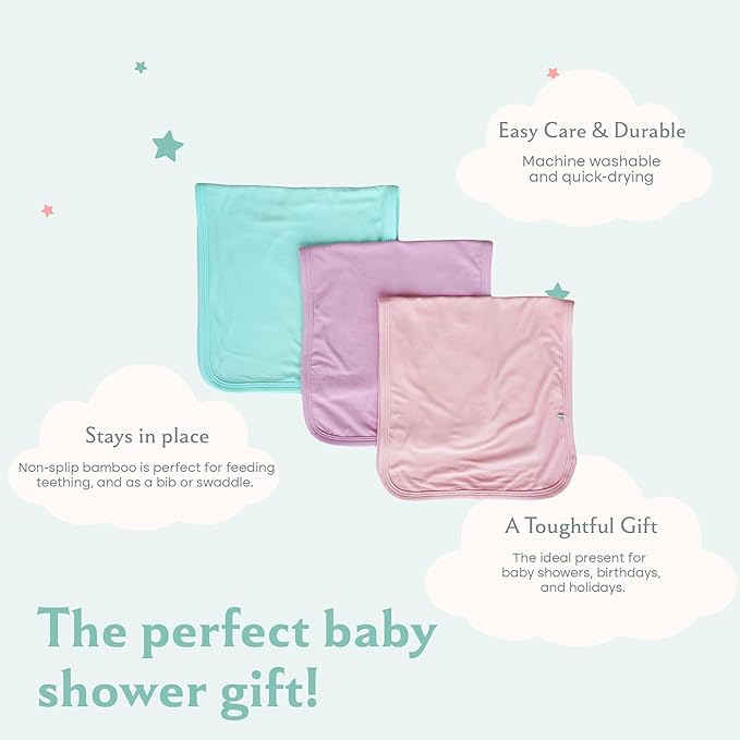 Caden Lane Premium Baby Burp Cloths, Ultra Soft & Absorbent, Gender Neutral for Newborn, Boy & Girl, Essentials for Feeding & Teething, Machine Washable, 3-Pack, Brights