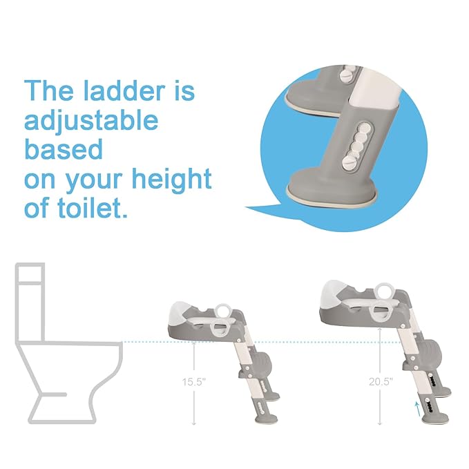 Potty Training Seat with Step Stool Ladder for Kids and Toddler,Wiifo Sturdy Potty Ladder with Soft Padded Cushion for Boys and Girls,Toddler Toilet Training Seat Chair(Grey White)