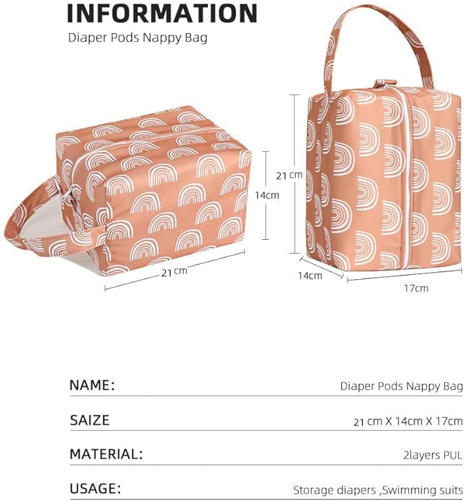 Lmbabter Wet Dry Bag 3PCS Diaper Organizer Bag Nappy Pouch Water- resistan Diaper Pod for Diaper Bag,Gym Bag,Travel Bag