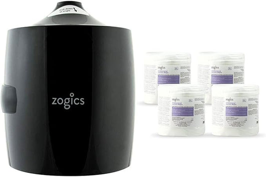 Zogics Antimicrobial Wipes and Wall Mounted Dispenser – No-Touch Wipes Dispenser, Mounts Easily to Wall for Quick Access to Disinfecting Wet Wipes