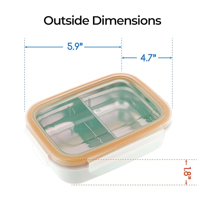 Innobaby Keepin' Fresh Stainless Steel Divided Bento Snack Box with Lid for Kids and Toddlers BPA Free, 11 oz., Orange