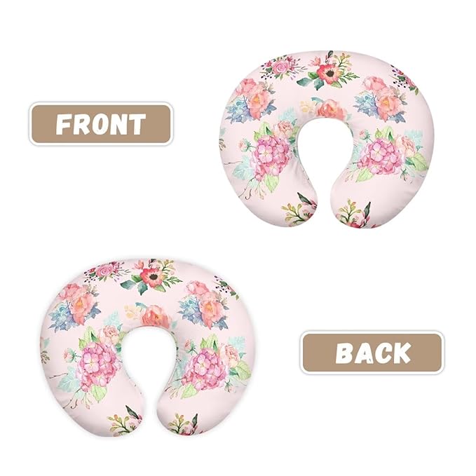 Pink Flower Nursing Pillowcase for Newborn Baby Boys Girls, Comfortable and Breathable Breastfeeding Bottle Feeding Pillow Cover for Baby Boys Girls Infant