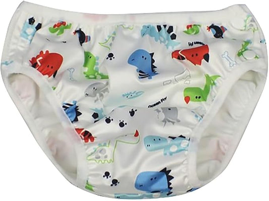 Baby Kids Swim Nappies Cover Diaper Swimming Trunks Middle-Waisted Swimming Training Pants (12-18 Months, Dinosaurs)
